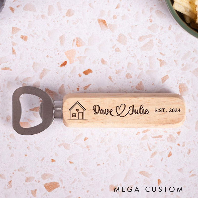 Personalized Bottle Opener House Warming Gift Wooden Bottle Opener New Home Gift Anniversary Gift Wedding Gift