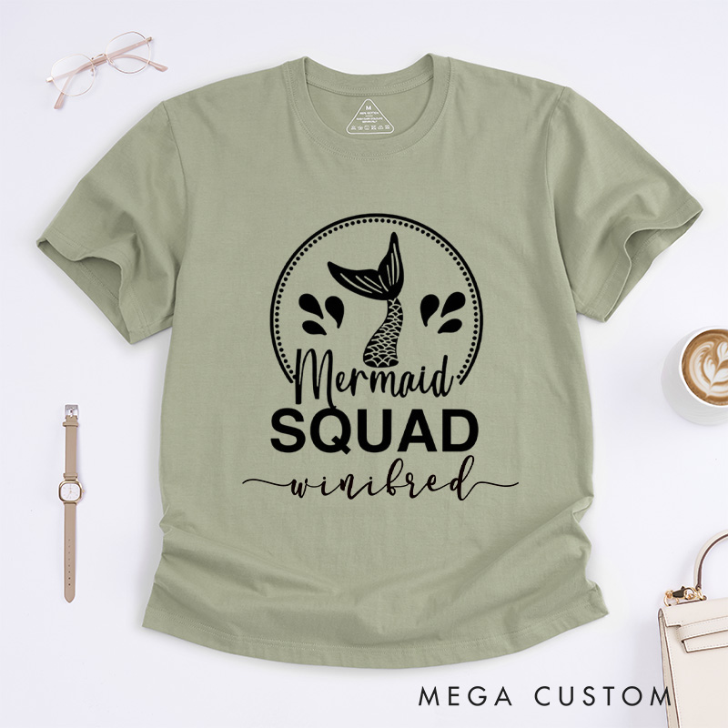 Personalized Mermaid Classic T-Shirts Funny Mermaid Tee Trendy Shirt Customized Name Shirt Gift For Ocean Enthusiasts