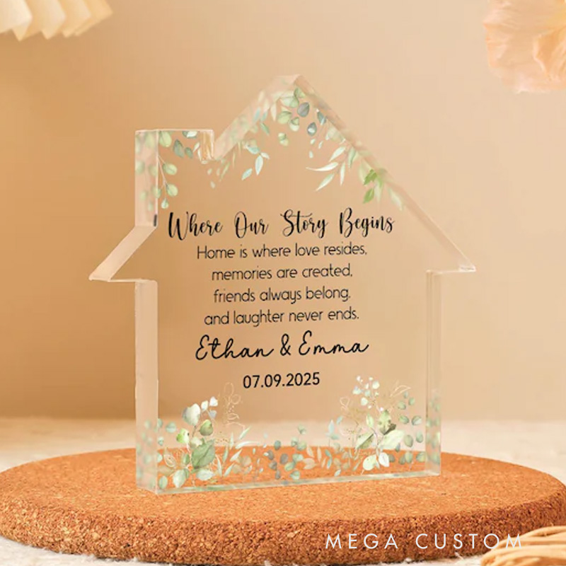 Personalized New Home Gifts First Home Gift New Homeowners Plaque First Home Frame Acrylic Block Gift for Couples New Home Decor