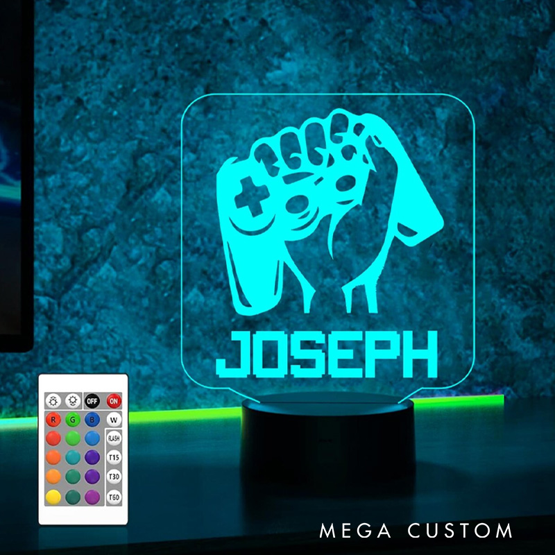 Personalized Game Controller night light LED Gamer Gamer Room Decor Gift for Boyfriend Husband Geek Lover