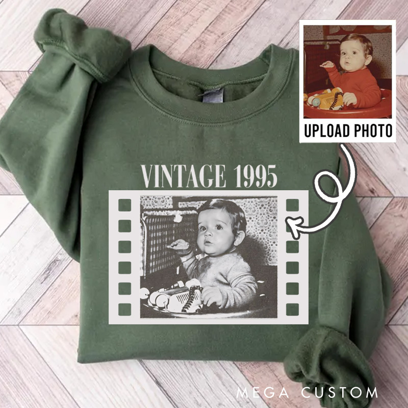 Personalized Vintage Childhood Photo Movie Classic Sweatshirt Retro Film Crewneck Movie Shirt