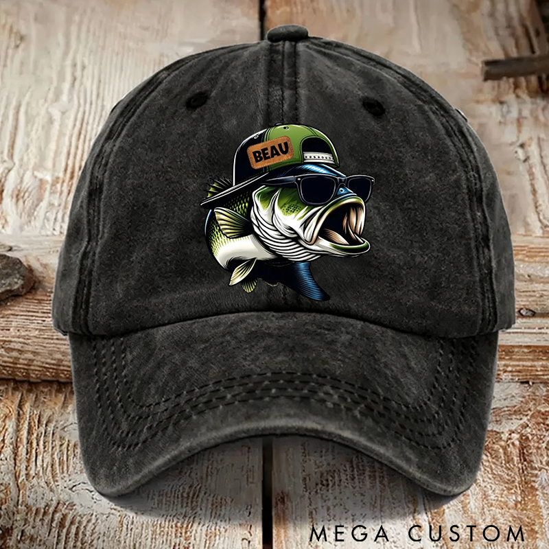 Personalized Funny Cartoon Fish Embroidered Fishing Hat Durable Cap for Anglers Perfect for Outdoor Adventures and Unique Fishing Gifts