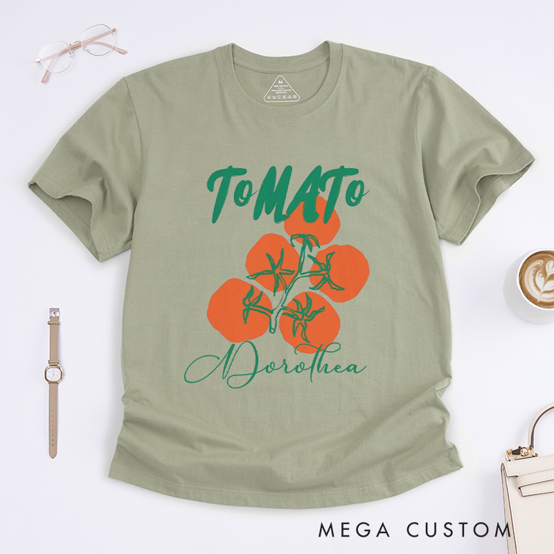 Personalized Tomato Classic T-Shirts Gardener Lover Shirt with Name Farmers Market Tee Gardening Shirt Garden Gift for Gardener Gift