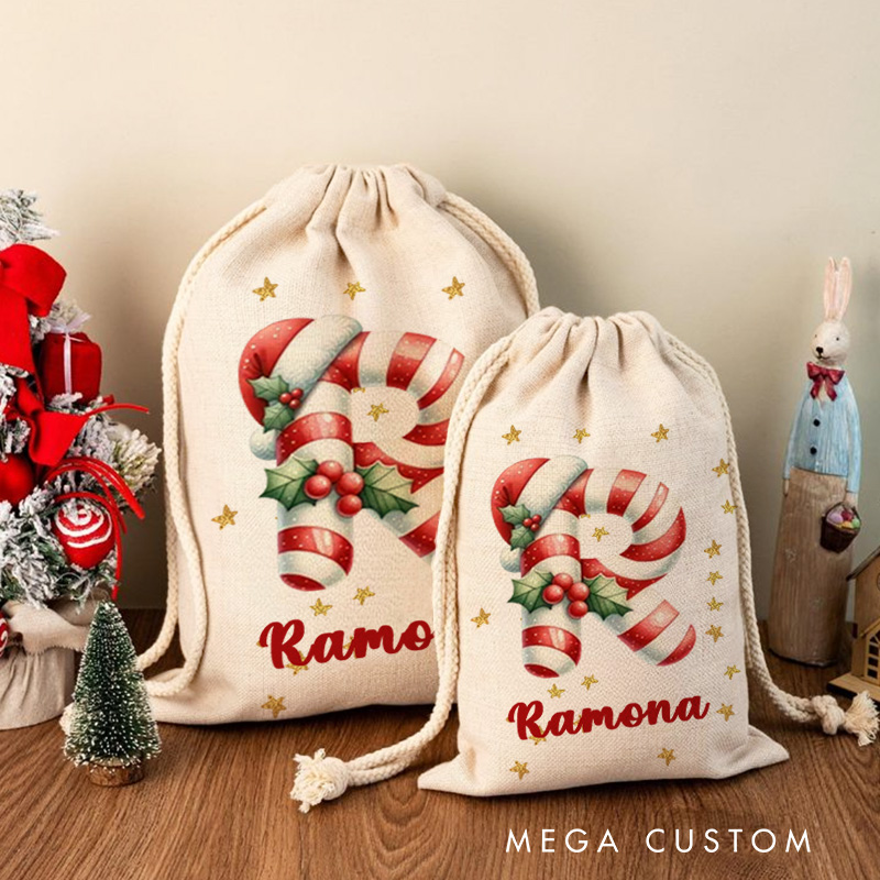 Personalized Christmas Sack with Name Text and Year Christmas Decor Party