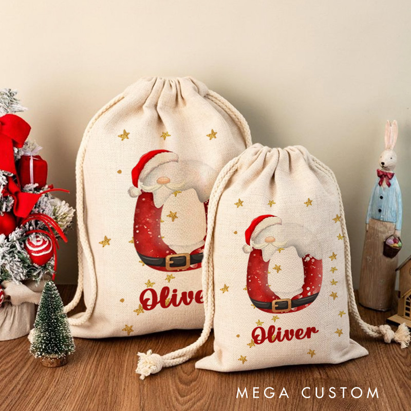 Personalized Christmas Cartoon Character Christmas Sack with Initial and Name Christmas Gift
