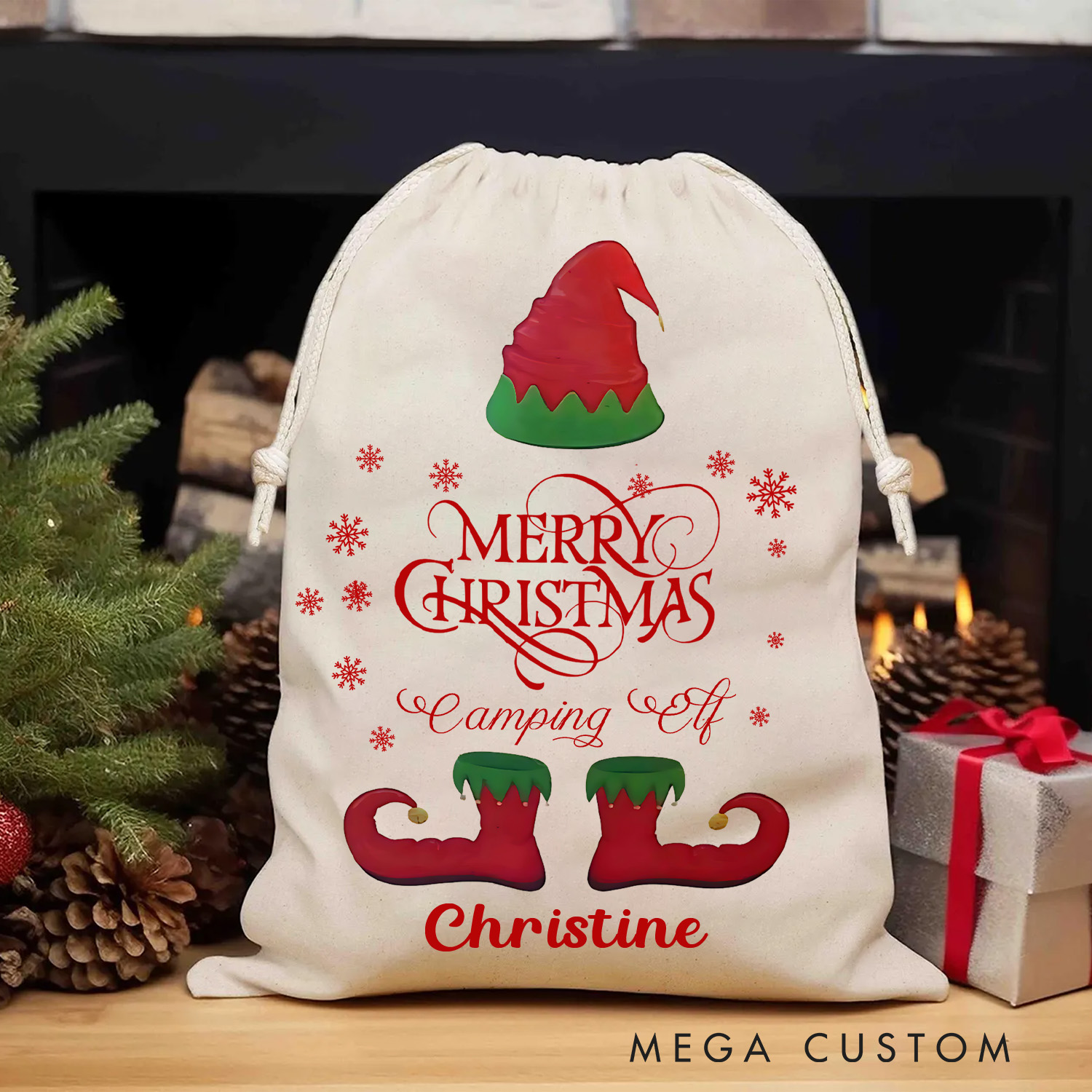Personalised Name Santa Sack Christmas Elf Christmas Sack Christmas Sack Family Christmas Gift