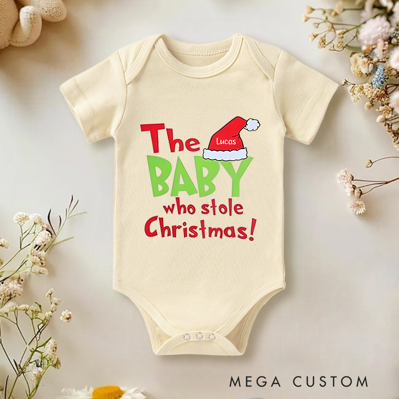 Personalized The Baby Who Stole Christmas Perfect for Celebrating Baby's First Christmas Baby Onesie
