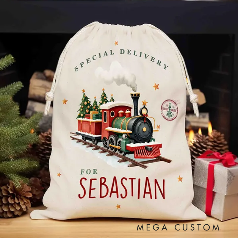Personalized Santa Christmas Sack Custom Initial Name Christmas Sacks Large Letter Christmas Eve Bag 