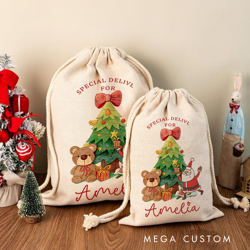 Personalised Canvas Santa Sack Christmas Gift Bag Large Santa Gifts Bag for Holiday Presents Xmas Gifts Bags