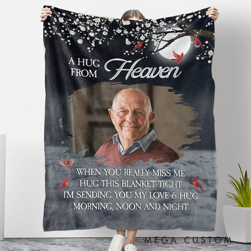 Personalized Memorial Photo Blanket A Hug From Heaven Memorial Blanket Sympathy Gift for Loss of Loved One