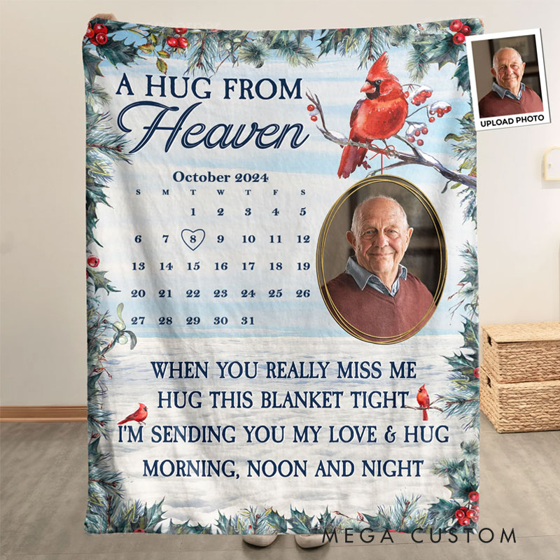 Personalized Memorial Photo Blanket New Version Memorial Gift A Hug From Heaven Memorial Blanket Sympathy Gift