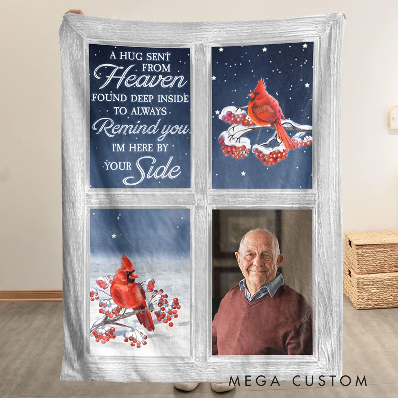 Personalized Memorial Photo Blanket A Hug Sent From Heaven Memorial Blanket Sympathy Gift for Loss of Loved One