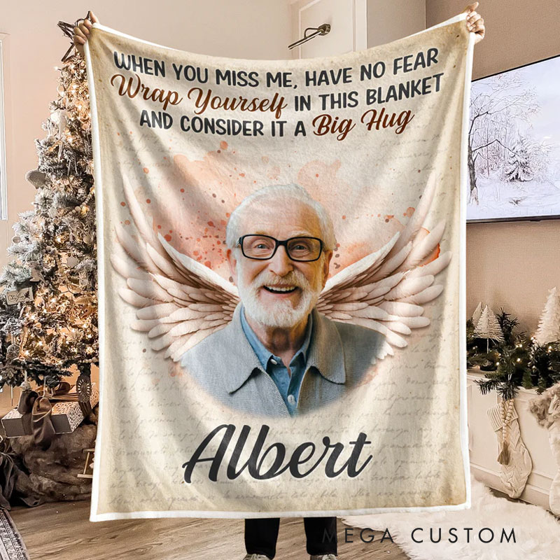 Personalized Memorial Photo Blanket When You Miss Me Memorial Blanket Sympathy Gift for Bereaved Families