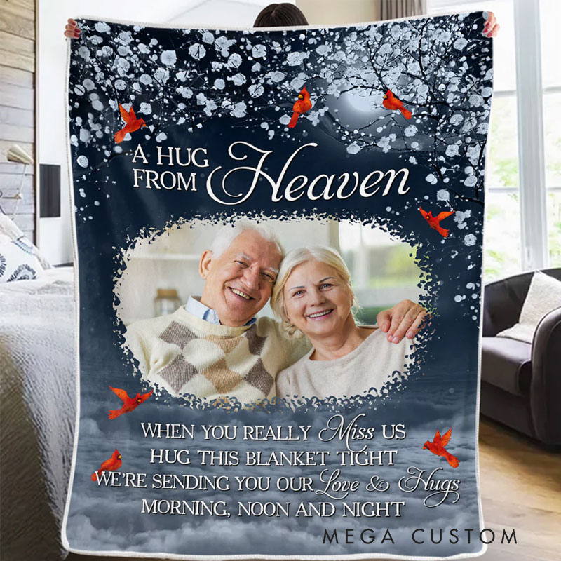 Personalized Memorial Blanket I'm Sending You My Hug From Heaven Sympathy Gift for Family Members Christmas Gift