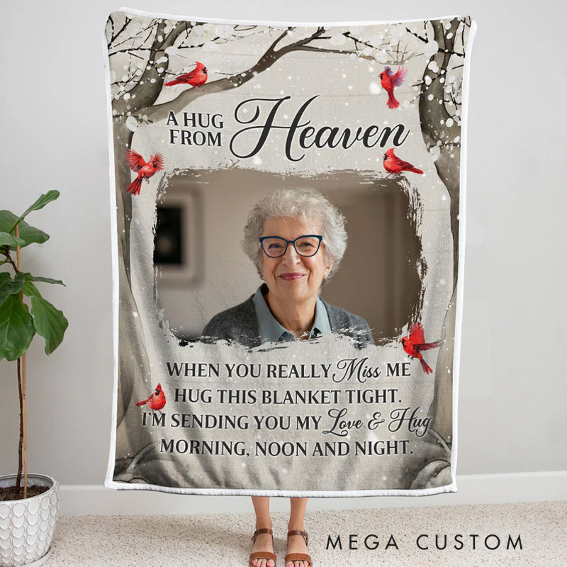Personalized Memorial Photo Blanket Loving You Forever Sympathy Gift for Family Members Christmas Gift