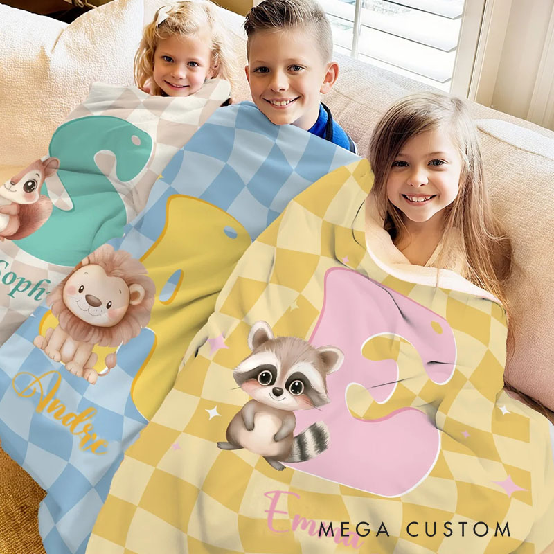 Personalized Horse Fantasy Unicorn Cute Animal Soft Throw Blanket with Name and Initial Birthday Christmas Gift for Boys Girls