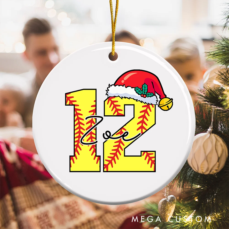 Personalized Sports Christmas Ornament with Custom Number and Name