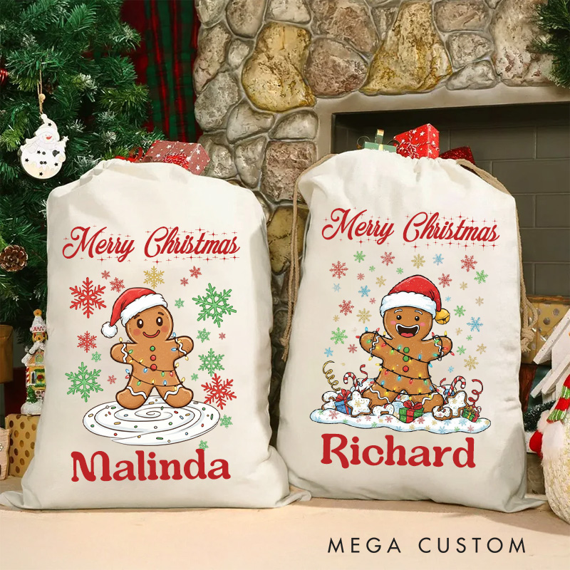 Personalized Baking Lover Christmas Bag with Name Gingerbread Santa Sack Cake Bread Christmas Sack for Baking Lovers Christmas Gift