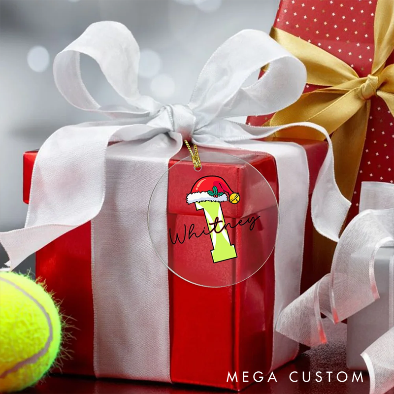 Personalized Acrylic Sports Christmas Ornament with Custom Number, Name, and Festive Design