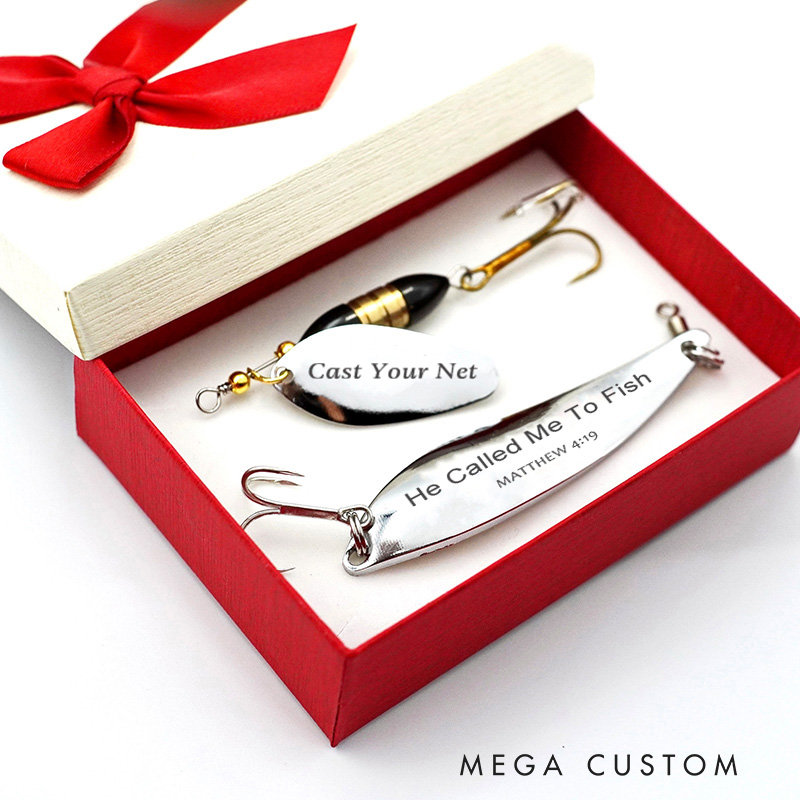 Personalized He Called me to Fish Fishing Lure Gift Set with Text Religious Gift Birthday Gift for Christian Men