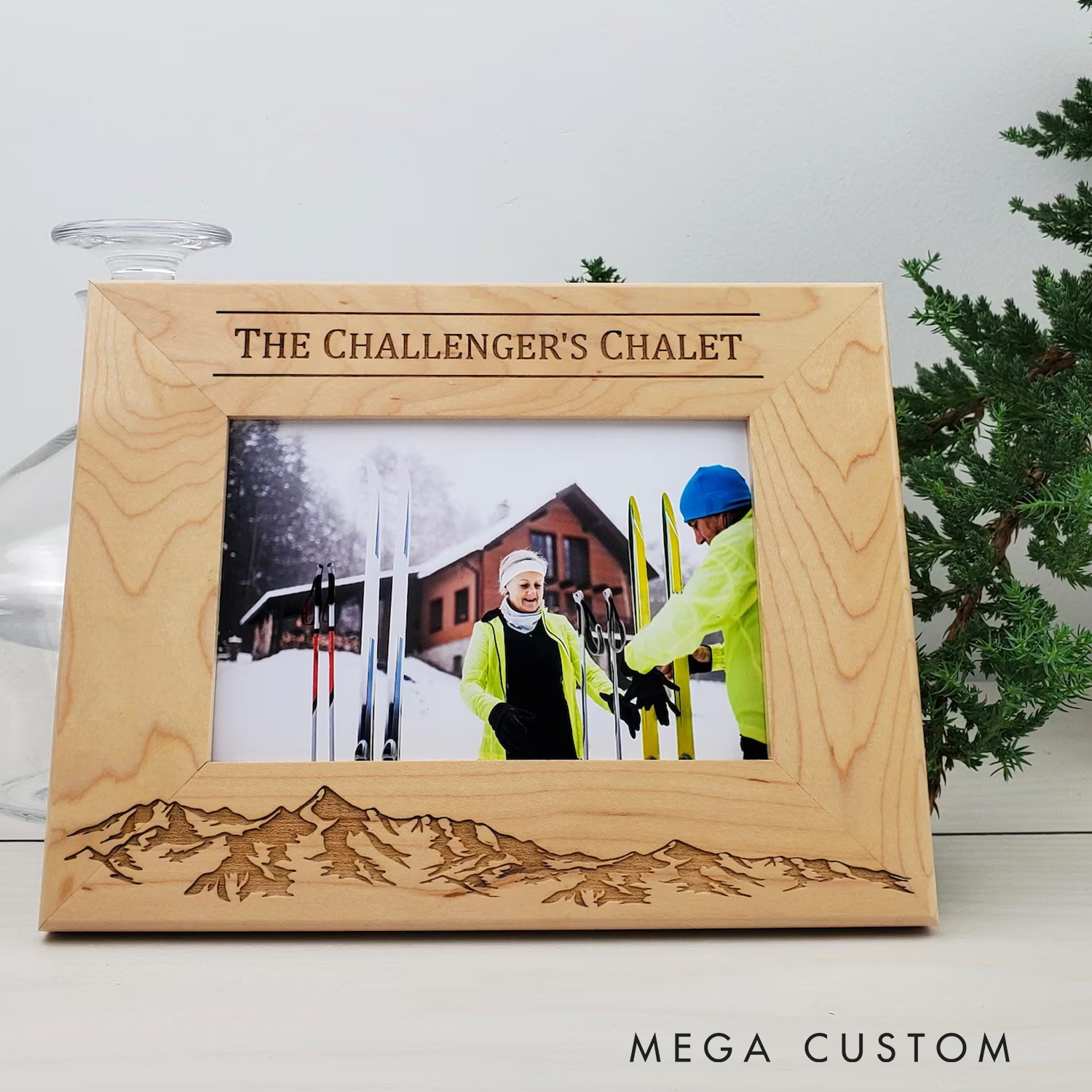 Personalized Outdoor Memories Picture Frame Custom Engraved Wood Photo Frame Mountain Themed Gift for Hiking Enthusiasts