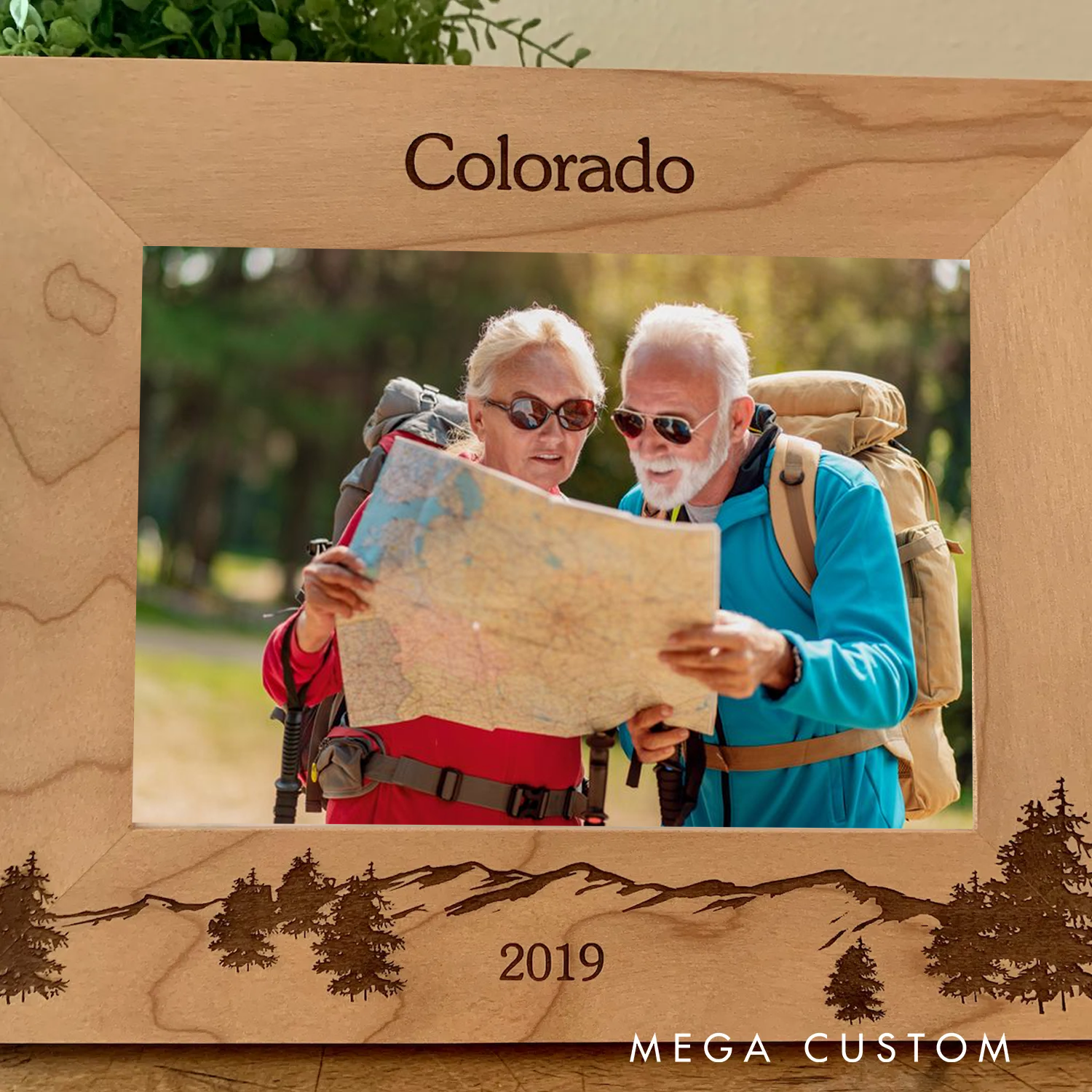 Personalized Mountains National Park Picture Frame Custom Engraved Vacation Memories Gift for Camping Hiking Outdoor Enthusiasts