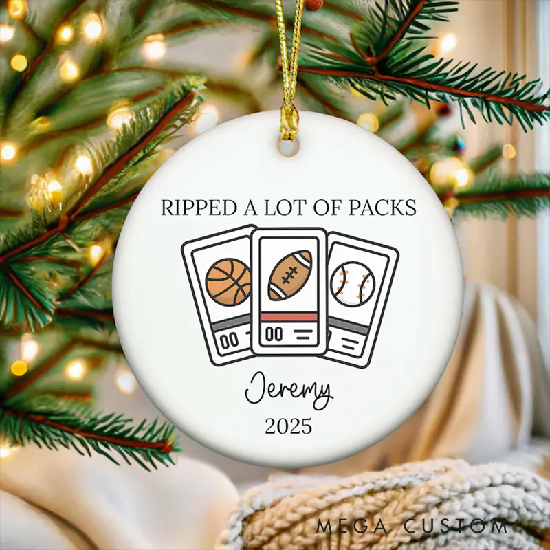 Personalized Sports Card Christmas Ornament with Custom Name and Year