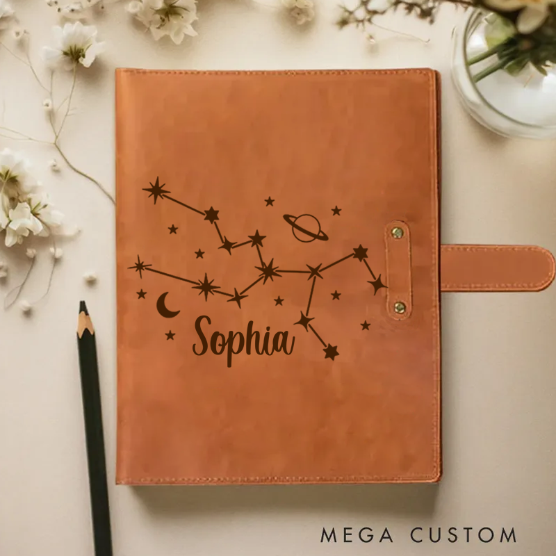 Personalized Zodiac Journal Zodiac Notebook Birthday Gift Month Zodiac Gift Journal Notebook Astrology Gift