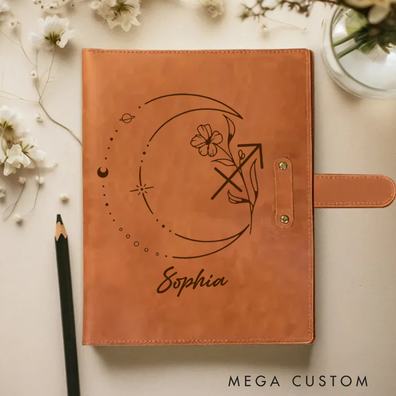 Personalized Zodiac Sign Custom Journal Birthday Gift With Name Month Zodiac Gift Journal Notebook Astrology Gift
