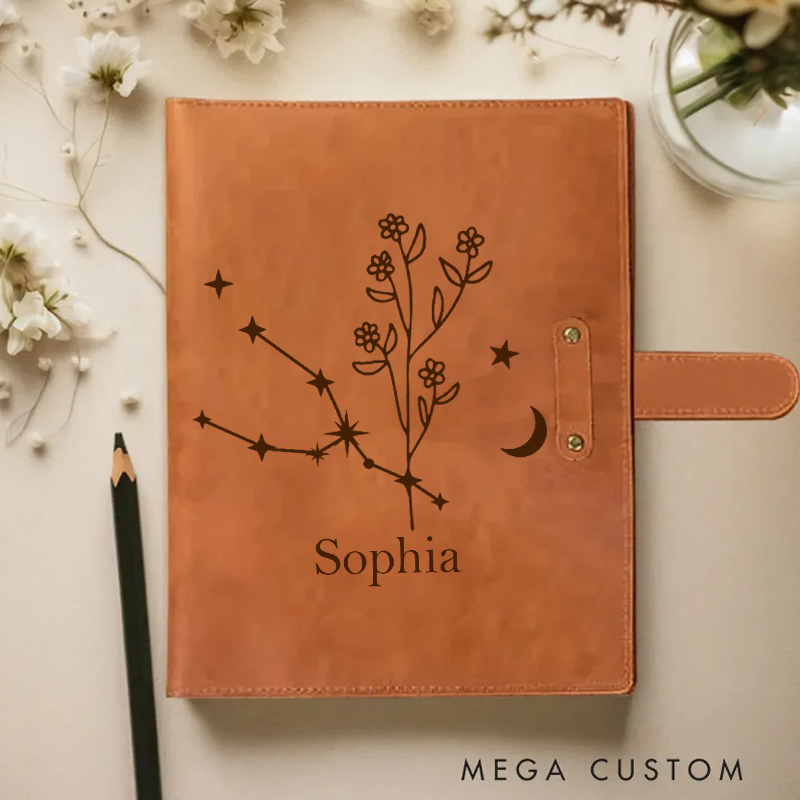 Personalized Zodiac Sign Custom Journal Birthday Gift With Name Month Zodiac Gift Journal Notebook Astrology Gift