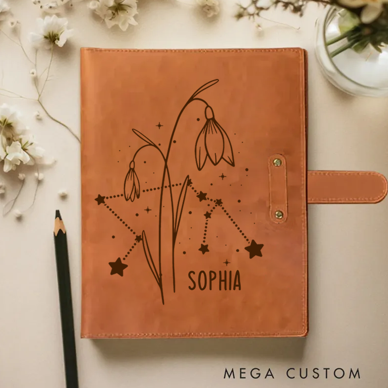 Personalized Zodiac Sign Custom Journal Birthday Gift With Name Month Zodiac Gift Journal Notebook Astrology Gift