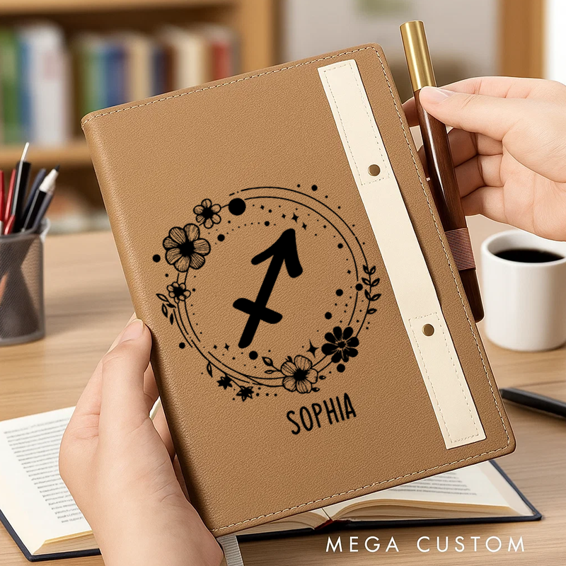 Personalized Zodiac Journal Zodiac Notebook Birthday Gift Month Zodiac Gift Journal Notebook Astrology Gift