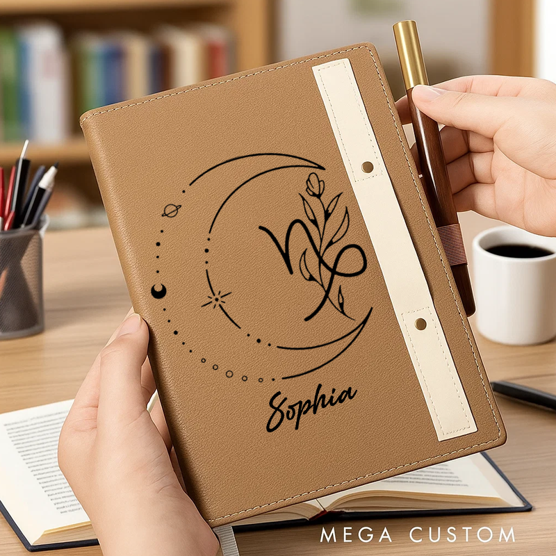 Personalized Zodiac Sign Custom Journal Birthday Gift With Name Month Zodiac Gift Journal Notebook Astrology Gift
