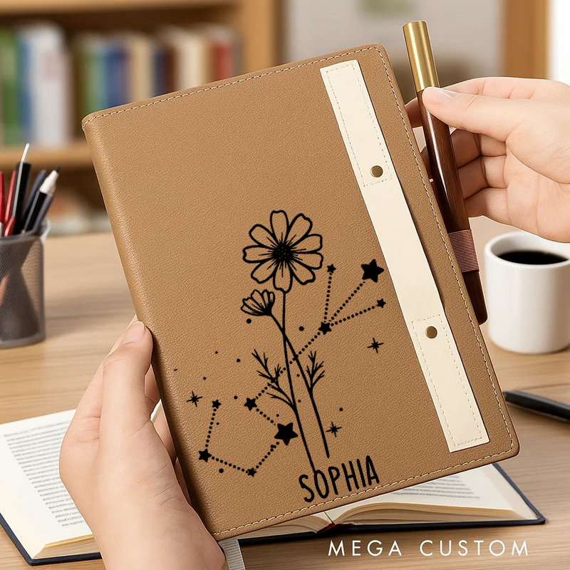Personalized Zodiac Sign Custom Journal Birthday Gift With Name Month Zodiac Gift Journal Notebook Astrology Gift