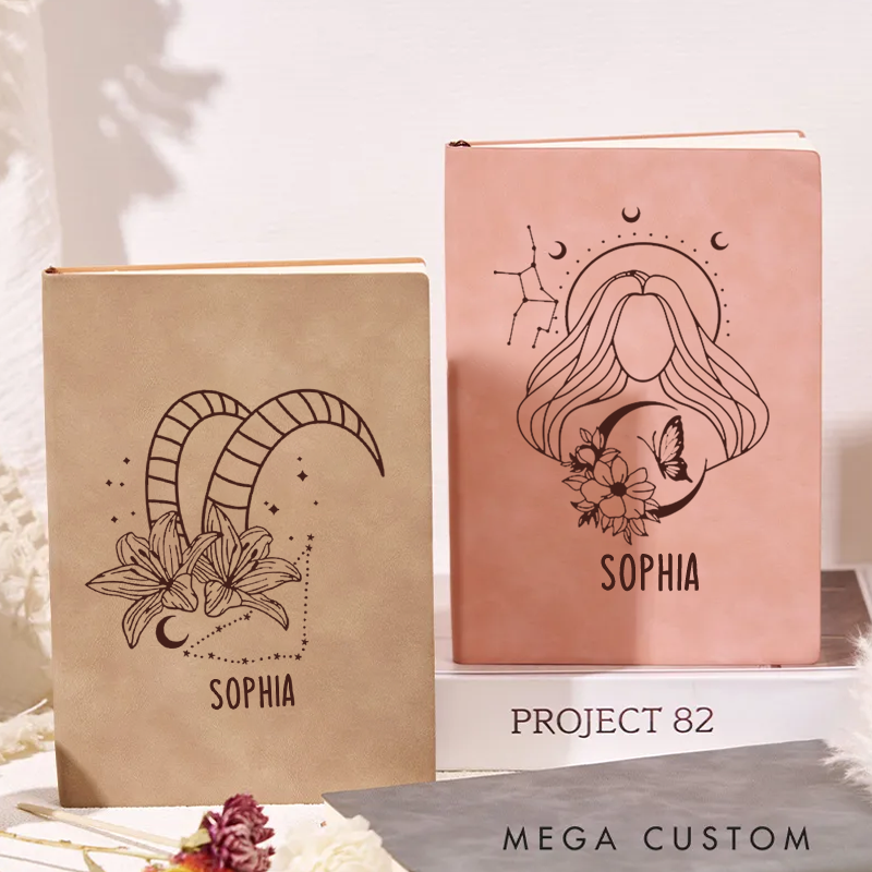 Personalized Zodiac Sign Custom Journal Birthday Gift Month Zodiac Gift Journal Notebook Astrology Gift