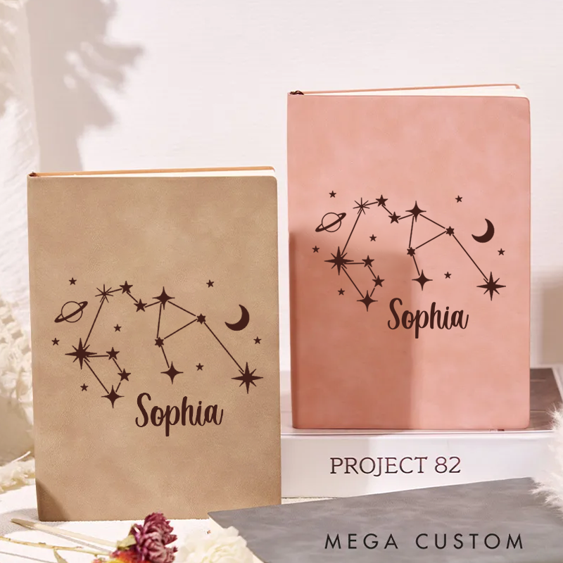 Personalized Zodiac Journal Zodiac Notebook Birthday Gift Month Zodiac Gift Journal Notebook Astrology Gift