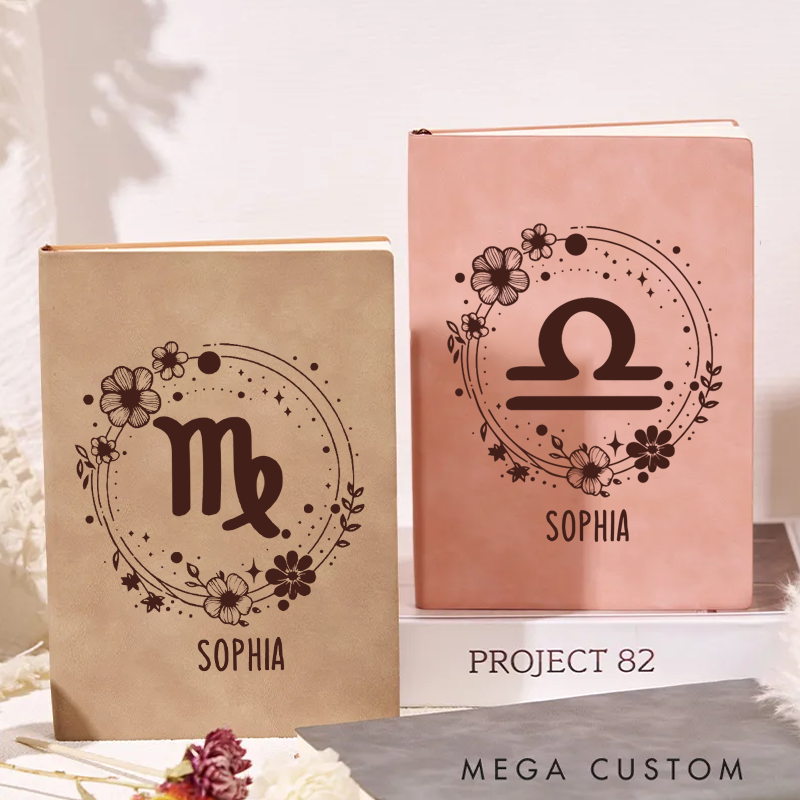 Personalized Zodiac Journal Zodiac Notebook Birthday Gift Month Zodiac Gift Journal Notebook Astrology Gift