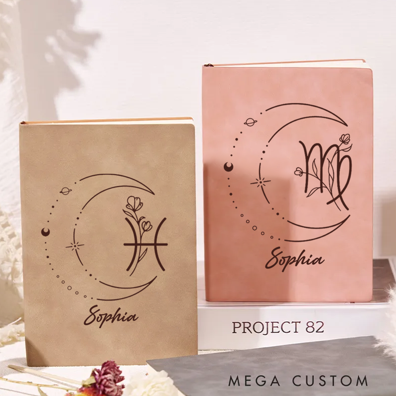 Personalized Zodiac Sign Custom Journal Birthday Gift With Name Month Zodiac Gift Journal Notebook Astrology Gift