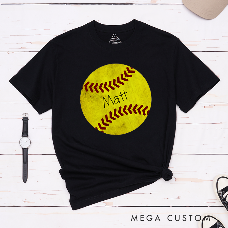 Personalized Softball T-Shirt Design Featuring Custom Name Inside a Bold Softball Graphic