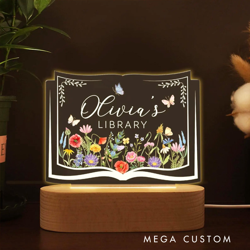 Personalized Librarian Desk Night Light Bookshelf Decor Light with Name Book Shape Light Bookish Gift Book Lover Gift Librarian Gift