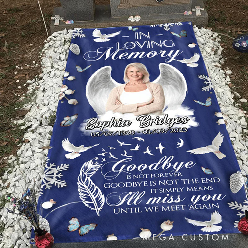 Personalized Memorial Photo Blanket Gone But Never Forgotten Grave Blanket Custom Photo Waterproof Blanket Remembrance Gift
