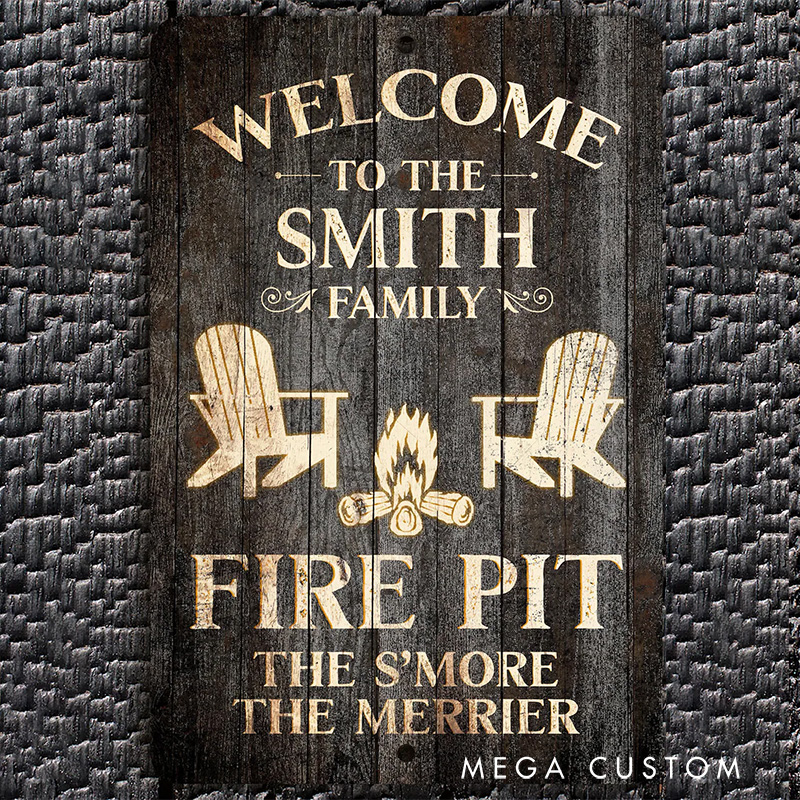 Personalized Fire Pit Sign Custom Family Name Sign Camping Warning Sign Funny Camping Sign Gift for Outdoor Enthusiasts
