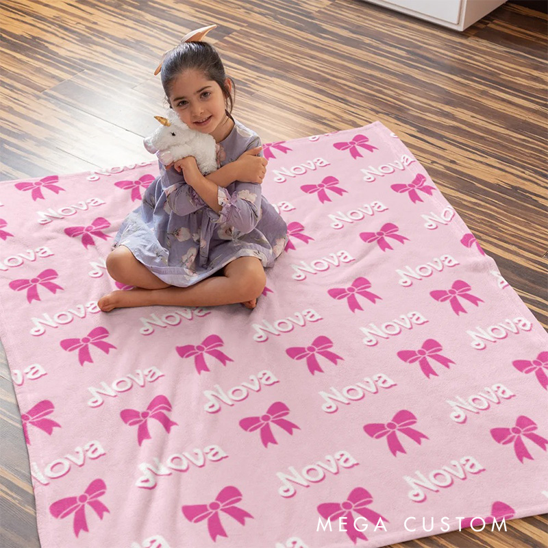 Personalized Soft Pink Doll Inspired Fashion Blanket Flannel Blanket Movie Blanket with Name for Film Fan