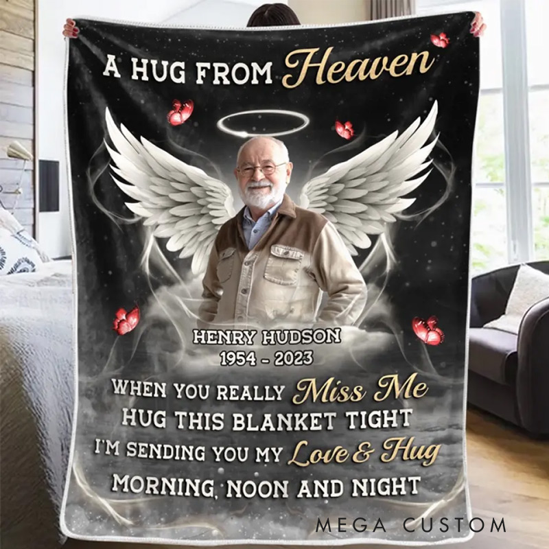 Personalized Photo Blanket Some Memories Are Created With Hugs Christmas Memorial Sympathy Gifts for Family Members 