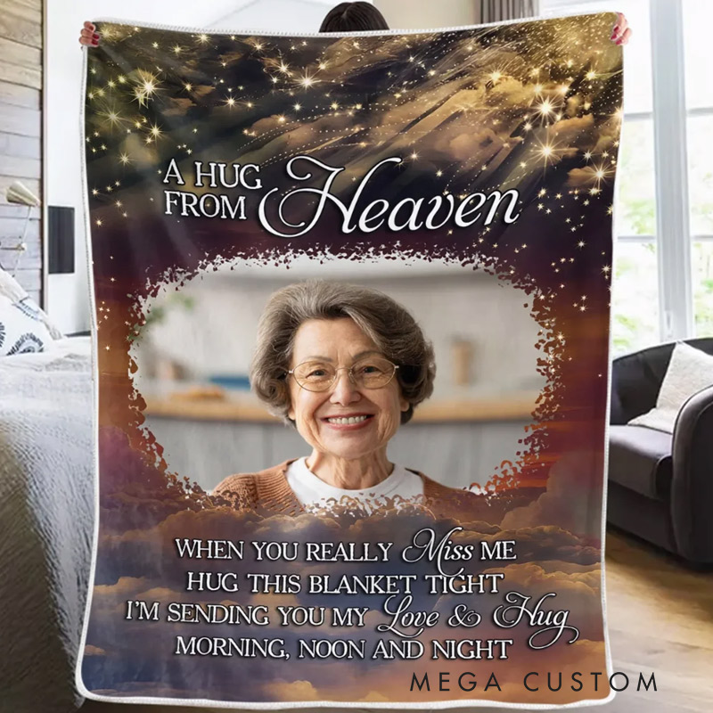 Personalized Photo Memorial Blanket Your Life Was A Blessing Christmas Sympathy Gifts for Family Members 