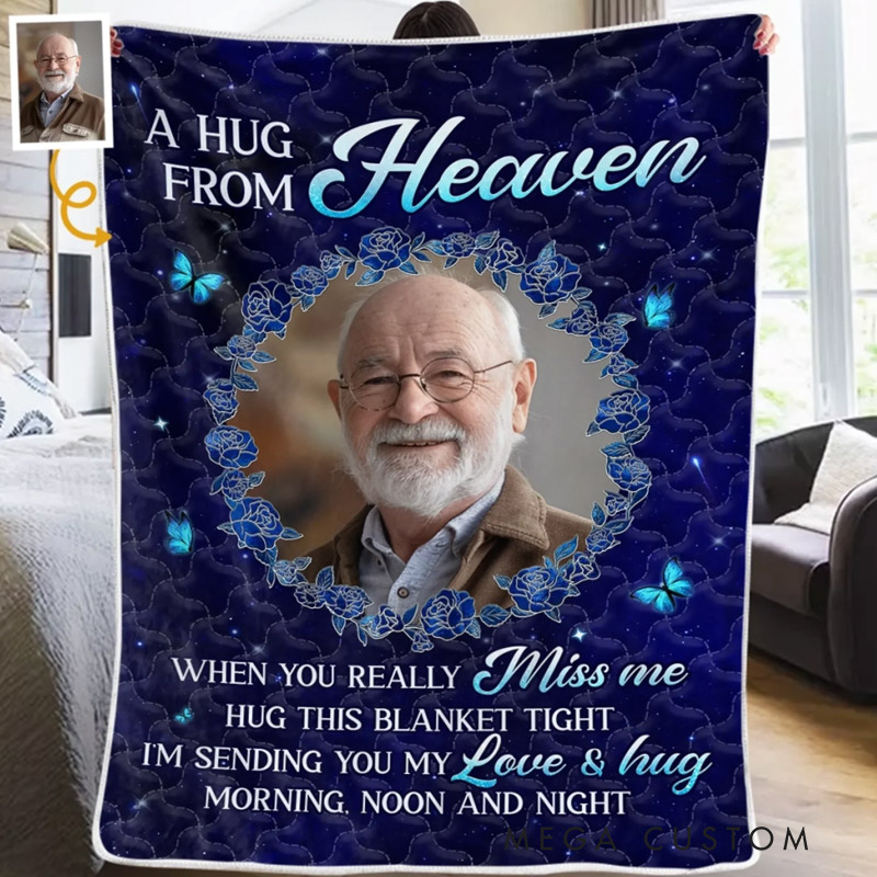Personalized Photo Memorial Blanket Love Never Ends Only Grows Stronger Christmas Sympathy Gifts for Family Members 
