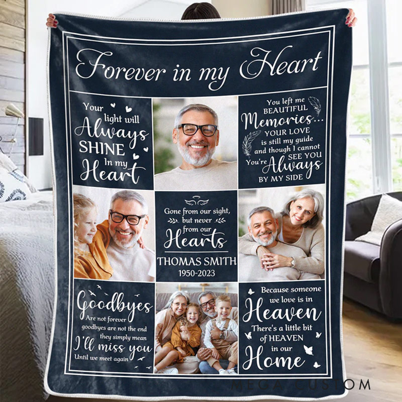 Personalized Photo Memorial Blanket You Left Me Beautiful Memories Christmas Sympathy Gifts for Family Members 