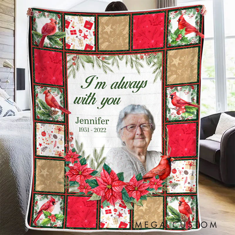 Personalized Photo Memorial Blanket You Will Always Be In My Heart Christmas Sympathy Gifts for Family Members 