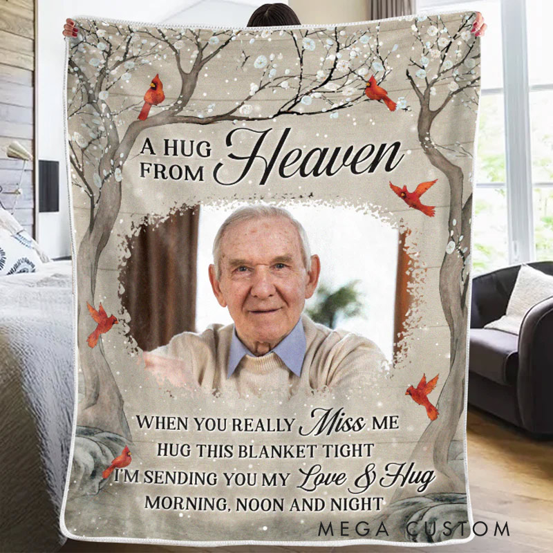 Personalized Photo Memorial Blanket Loving You Forever Christmas Gift Sympathy Gifts for Family Members 
