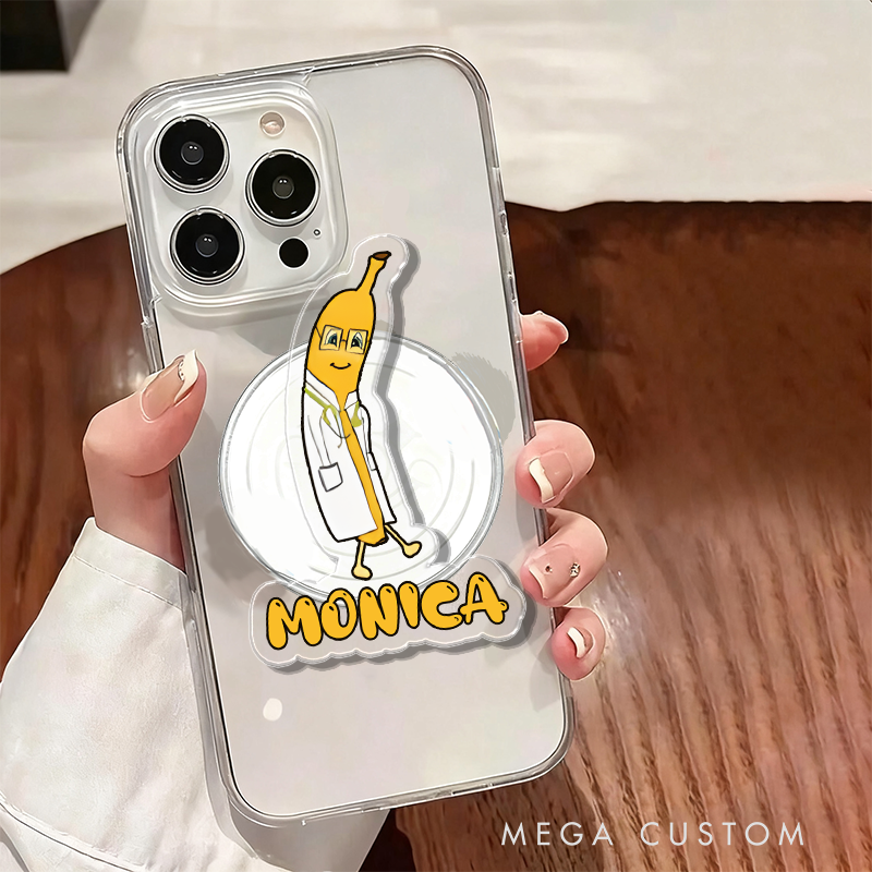 Personalized Magnetic Phone Grip Funny Banana Doctor Design with Custom Name